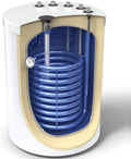 Effizienter 120L Warmwasserspeicher mit Wärmetauscher, obere Anschlüsse