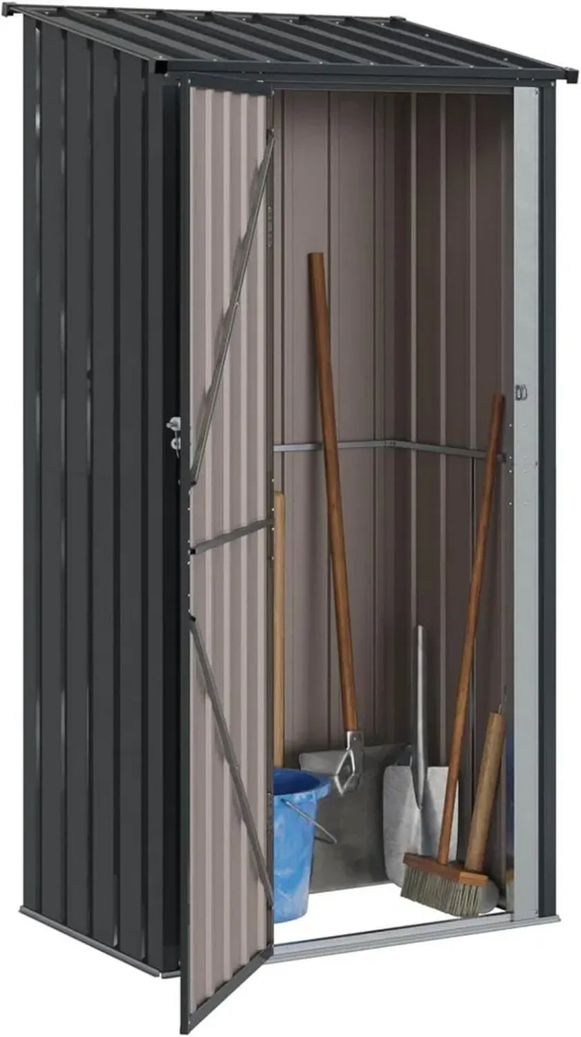 Große Metall-Gartenhütte Anthrazit 103x74x200 cm – Wetterfestes Gerätehaus mit viel Stauraum